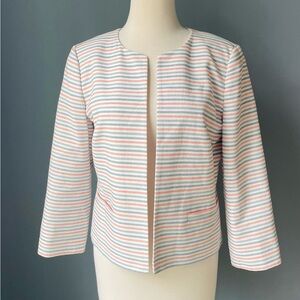 Talbots Striped Biscay Open-Front Cotton Jacket Sz 8